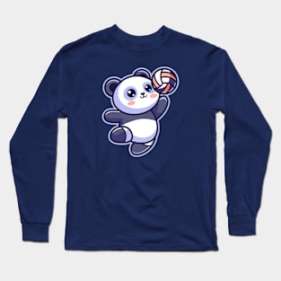 Cute Panda Volleyball Player Long Sleeve T-Shirt